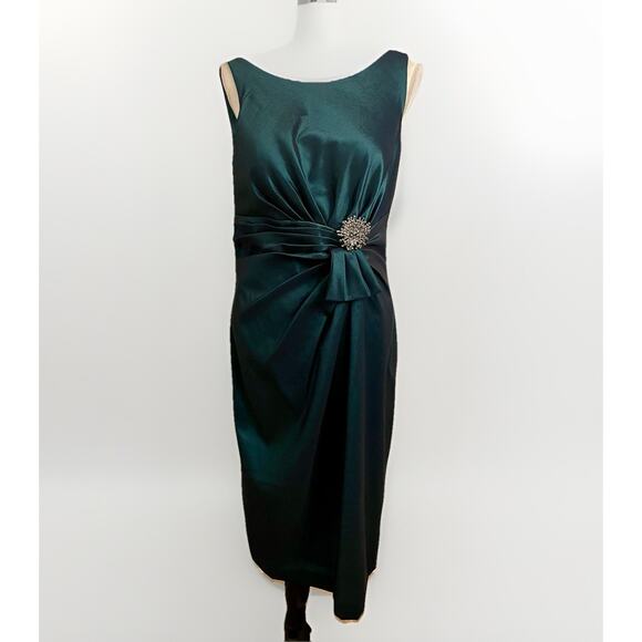 NWT Social Occasions by Mon Cheri Cocktail Dress Sz 14 Teal Mother of the Bride - Picture 3 of 10